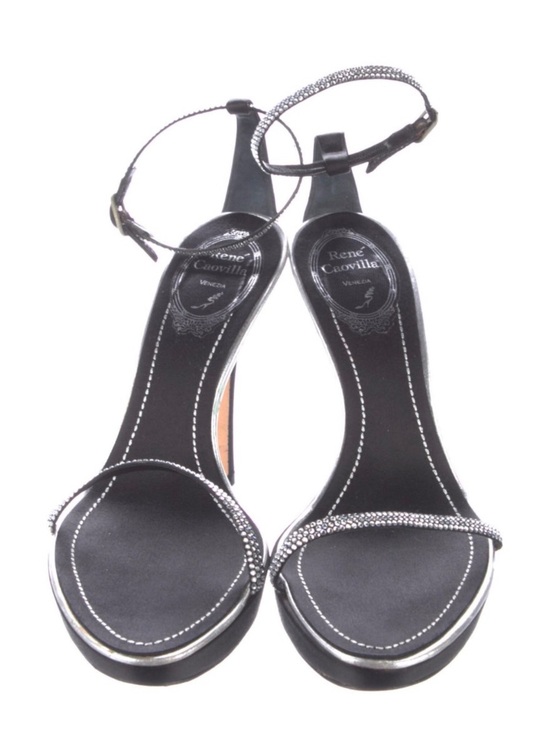 Rene Caovilla Shoes - Rene Caovilla Satin Rhinestone Strappy Heels